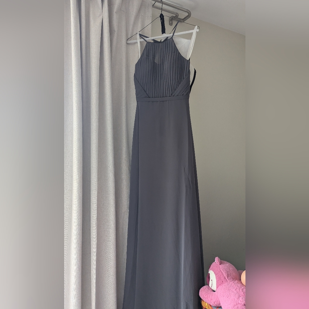 Azazie "Brylee" Steel Gray Bridesmaid Dress